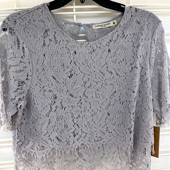 Grey silver lace  blouse - Picture 1 of 5